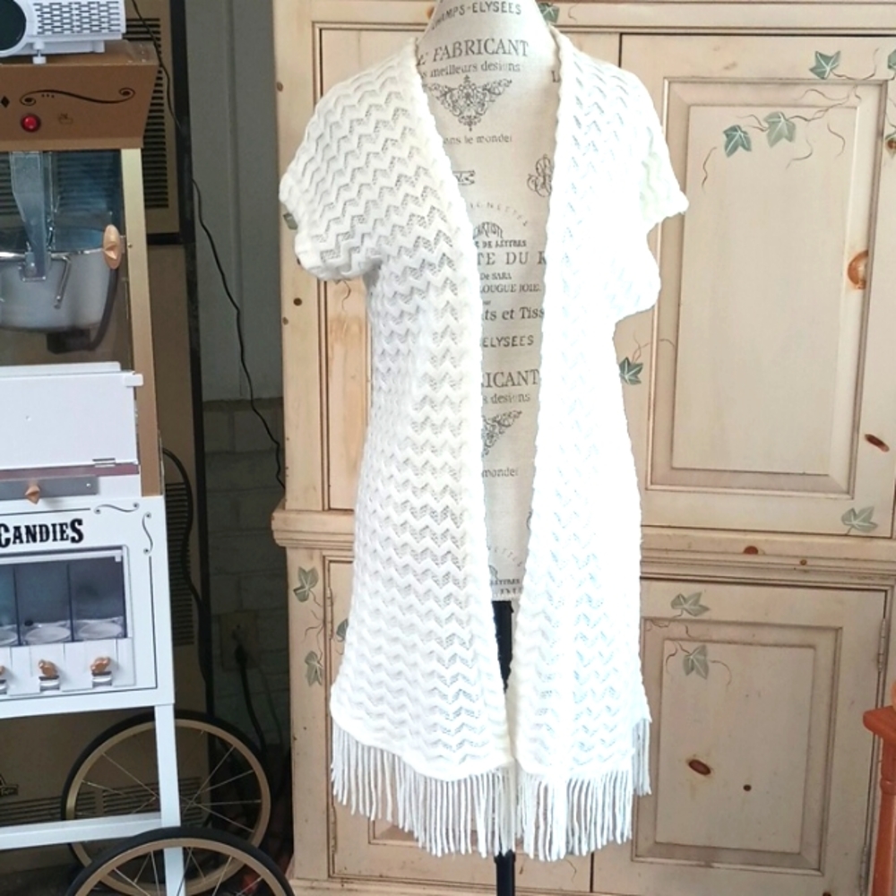 Crochet Short Sleeve Long Sweater
